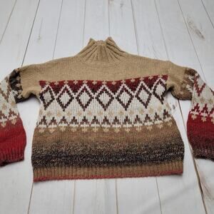 Elsamanda Italy wool alpaca blend Aztec southwestern turtleneck sweater